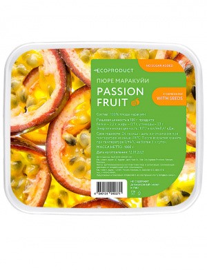 Пюре Ecoproduct маракуйя с семенами без сахара 1 кг замороженное