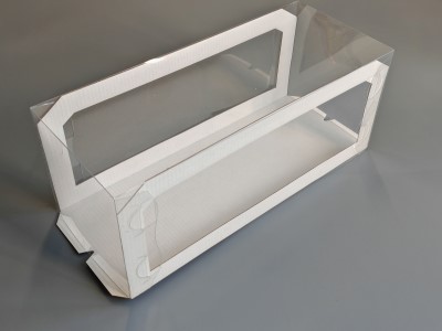 Коробка под рулет 30 см *12 см *12 см белая с окном и пластиковой крышкой