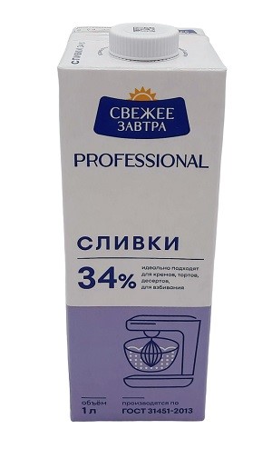 Сливки Свежее завтра 34% 1 л